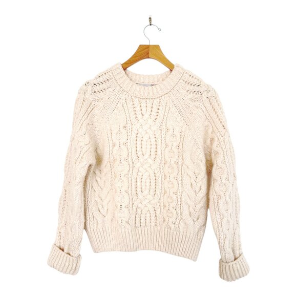 Zara Wool Blend Cable knit Crewneck Sweater Size M - Picture 6 of 7